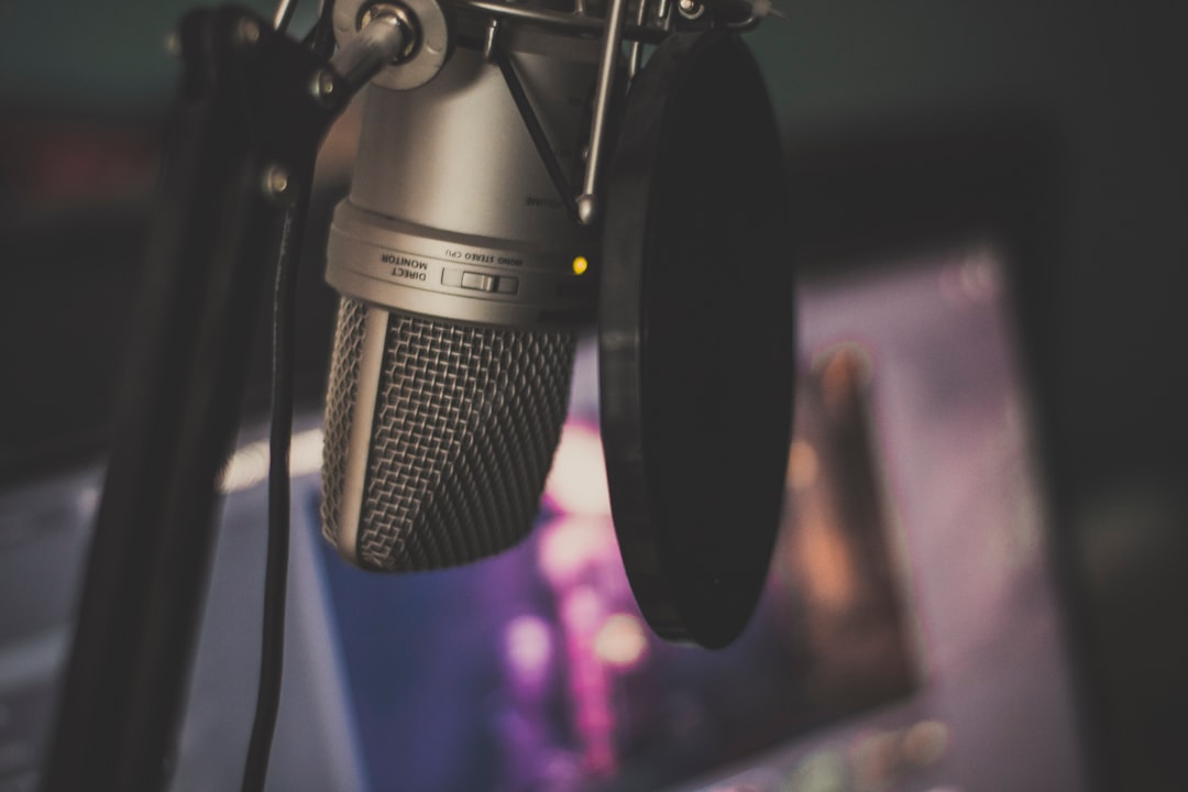Professional microphone in a dark studio setting